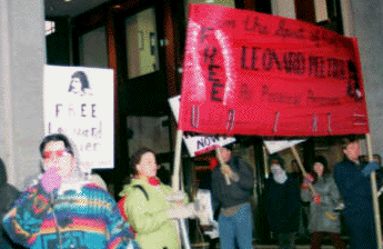 UAINE demands 'Free Leonard Peltier!' in front of Boston FBI office